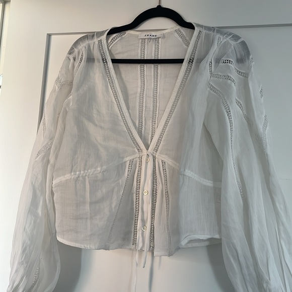 Frame White Lace Empire Blouse - Picture 6 of 6